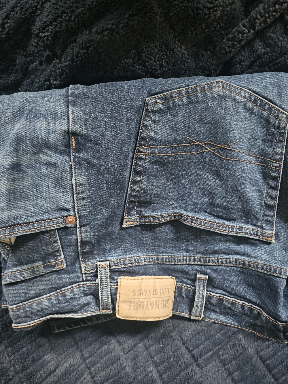 Signature by Levi Strauss Dark Blue Straight Leg Jeans